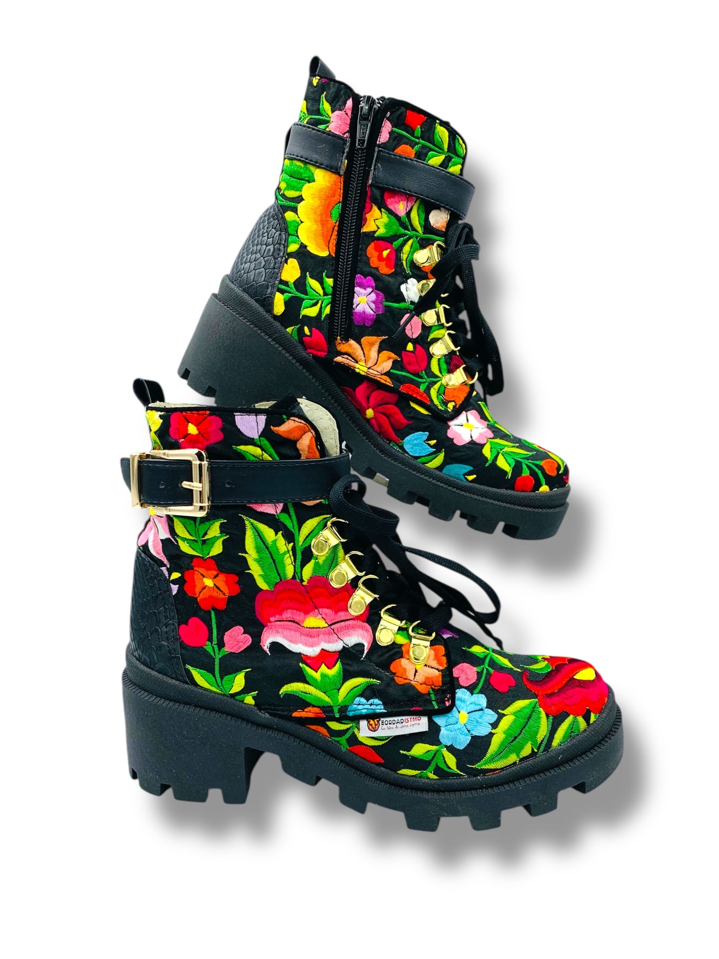 Bota Rockera con Bordado multicolor - Orgullo Zapoteca
