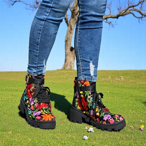 Bota Rockera con Bordado multicolor - Orgullo Zapoteca